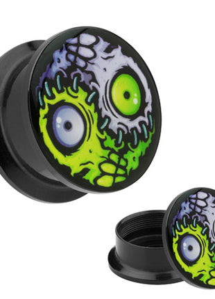 Picture Ear Tunnel Thread Plug Motif Monster Yin Yang Horror Eyes 