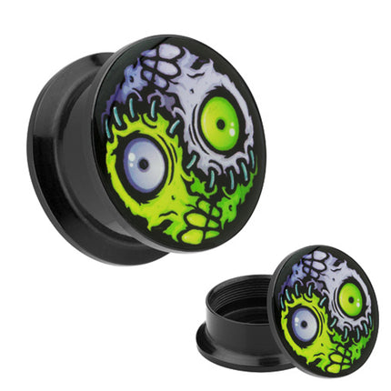 Picture Ohr Tunnel Gewinde Plug  Motiv Monster Yin Yang Horror Augen
