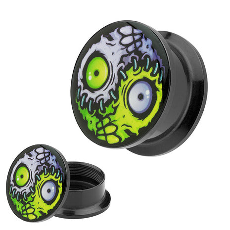 Picture Ohr Tunnel Gewinde Plug  Motiv Monster Yin Yang Horror Augen