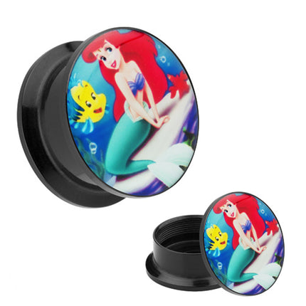 Picture Ohr Tunnel Gewinde Plug  Motiv Comic Meerjungfrau