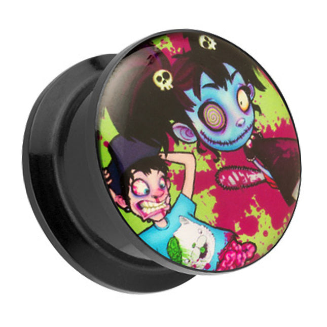 Picture Ohr Tunnel Gewinde Plug  Motiv Crazy Zombie Kids