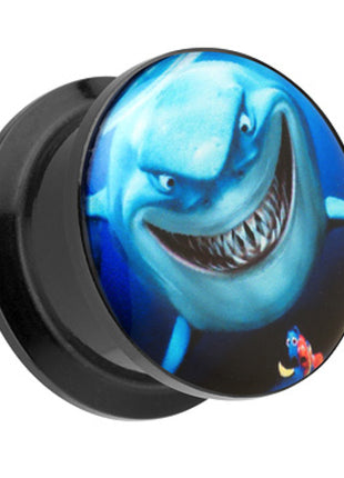 Picture Ohr Tunnel Gewinde Plug  Motiv Comic Shark Hai & Nemo