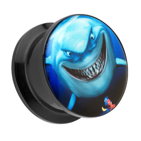 Picture Ohr Tunnel Gewinde Plug  Motiv Comic Shark Hai & Nemo