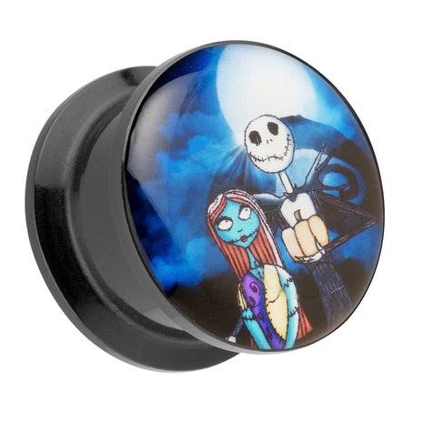 Picture Ohr Tunnel Gewinde Plug  Motiv Comic Nightmare Jack & Sally