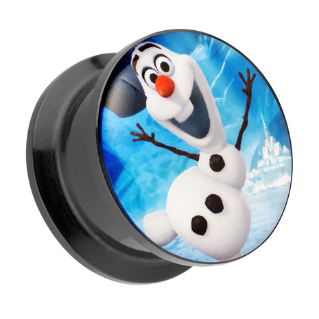 Picture Ohr Tunnel Gewinde Plug  Motiv Comic Schneemann Olaf