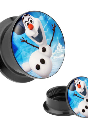 Picture Ear Tunnel Thread Plug Motif Comic Snowman Olaf 