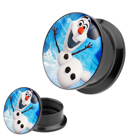 Picture Ohr Tunnel Gewinde Plug  Motiv Comic Schneemann Olaf