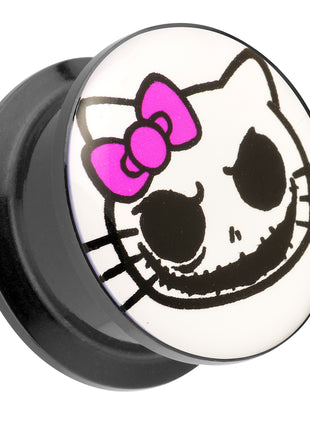 Picture Ohr Tunnel Gewinde Plug  Motiv Comic Death Kitty