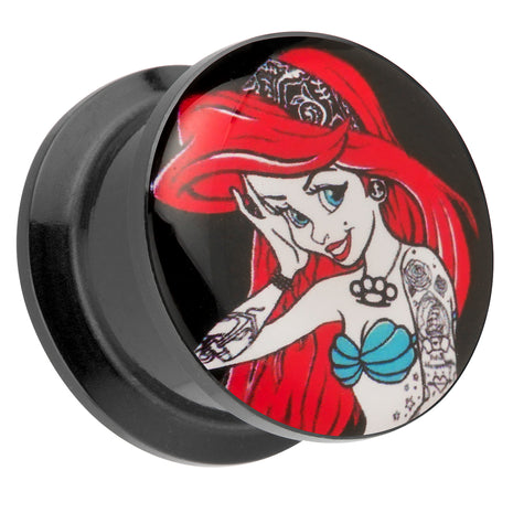 Picture Ohr Tunnel Gewinde Plug  Motiv Comic Tattoo Arielle mit roten Haaren