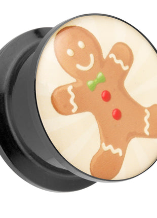 Picture Ear Tunnel Thread Plug Motif Comic Gingerbread Man Cookie 