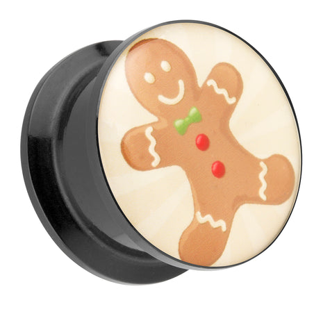 Picture Ear Tunnel Thread Plug Motif Comic Gingerbread Man Cookie 