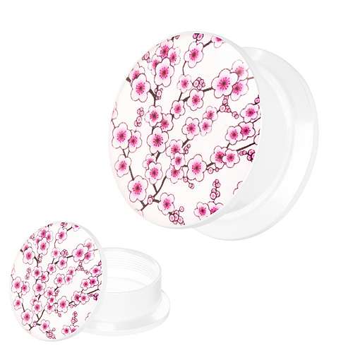 Picture Ohr Plug Weiß Motiv mit Kirchblüten