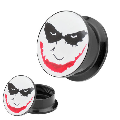 Picture Ohr Tunnel Gewinde Plug  Motiv Batman Joker Face Comic