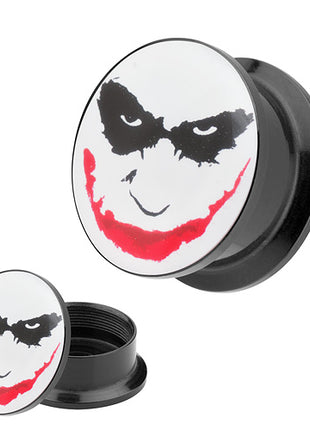 Picture Ohr Tunnel Gewinde Plug  Motiv Batman Joker Face Comic