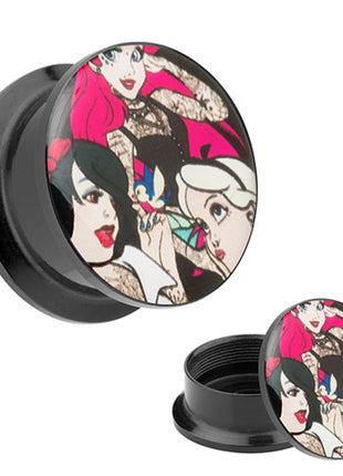 Picture Ear Tunnel Thread Plug Motif Tattooed &amp; Pierced Girls 