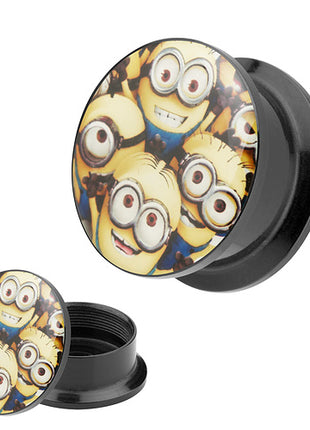 Picture Ohr Tunnel Gewinde Plug  Motiv Minions Comic