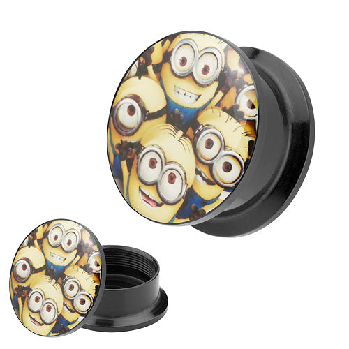 Picture Ohr Tunnel Gewinde Plug  Motiv Minions Comic