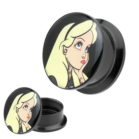 Picture Ohr Tunnel Gewinde Plug  Motiv blonde Tattoo Piercing Cinderella