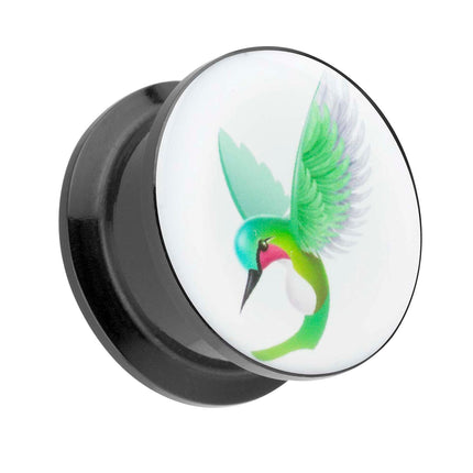 Picture Ohr Tunnel Gewinde Plug  Motiv grüner Kolibri