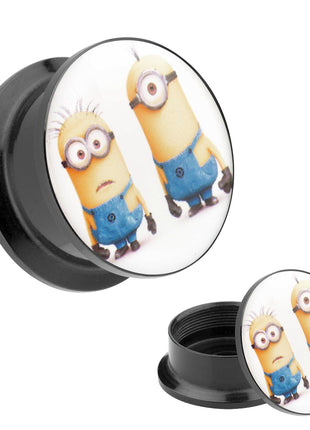 Picture ear tunnel thread plug motif 2 Minions comic 