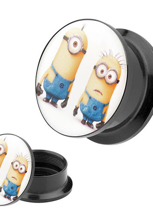 Picture Ohr Tunnel Gewinde Plug  Motiv 2 Minions Comic