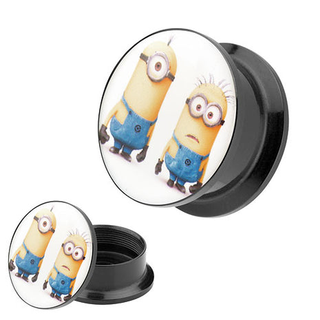 Picture Ohr Tunnel Gewinde Plug  Motiv 2 Minions Comic