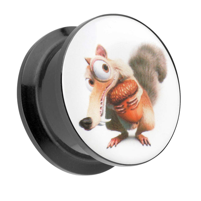 Picture Ohr Tunnel Gewinde Plug  Motiv Eichhörnchen Scrat Comic