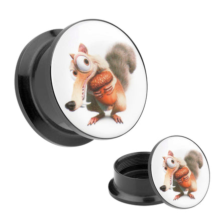 Picture Ohr Tunnel Gewinde Plug  Motiv Eichhörnchen Scrat Comic