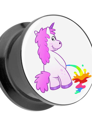 Picture Ear Tunnel Thread Plug Motif Peeing Unicorn 