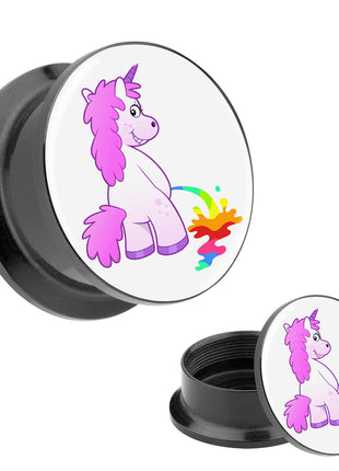 Picture Ear Tunnel Thread Plug Motif Peeing Unicorn 