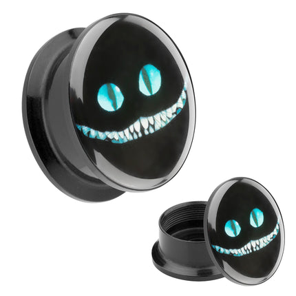 Picture Ohr Tunnel Gewinde Plug  Motiv Cheshire Cat Grinsekatze