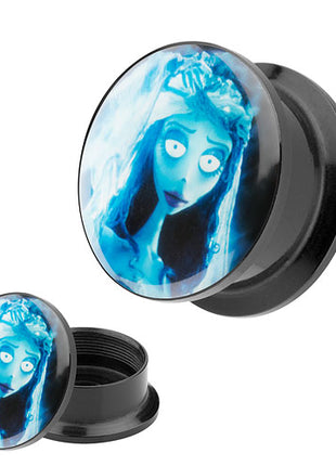 Picture Ohr Tunnel Gewinde Plug  Motiv Corpse Bride Braut Emily