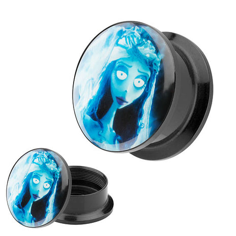 Picture Ohr Tunnel Gewinde Plug  Motiv Corpse Bride Braut Emily