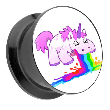 Picture Ear Tunnel Thread Plug Motif Vomiting Unicorn 