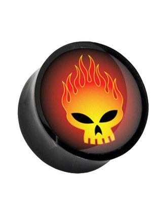 Flesh Saddle Plug Plastic Flaming Skull 