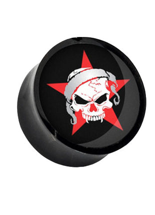 Flesh Saddle Plug Kunststoff Totenkopf Skull Stern Rot