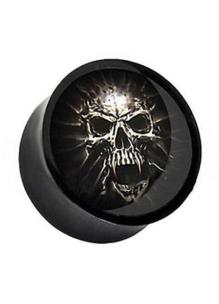 Flesh Ohr Tunnel Plug Schwarz mit Totenkopf