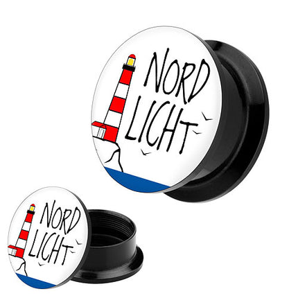 Picture Ohr Tunnel Gewinde Plug Motiv Leuchtturm Nordlicht