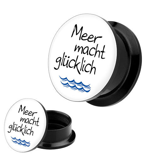Picture Ohr Tunnel Gewinde Plug Motiv Wellen Meer macht Glücklich