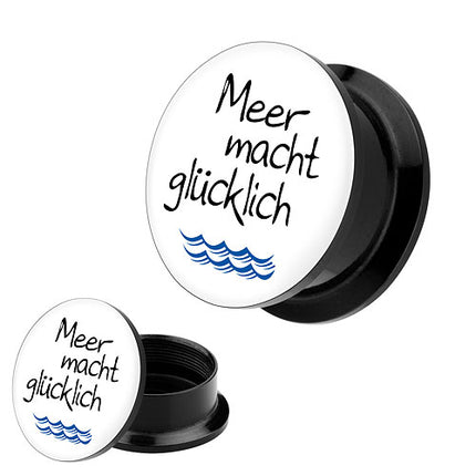 Picture Ohr Tunnel Gewinde Plug Motiv Wellen Meer macht Glücklich