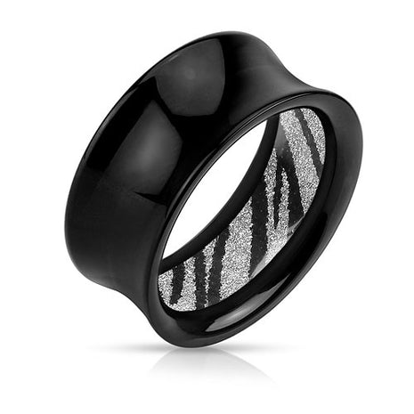 Flesh Tunnel Plug Double Flared Zebra Look Glitter Inlay