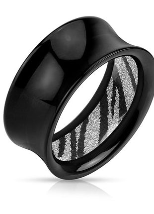 Flesh Tunnel Plug Double Flared Zebra Look Glitter Inlay