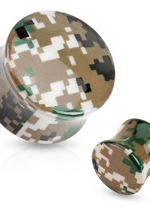 Flesh Ohr Sattel Plug Camouflage Tarn Pixel Grün Braun