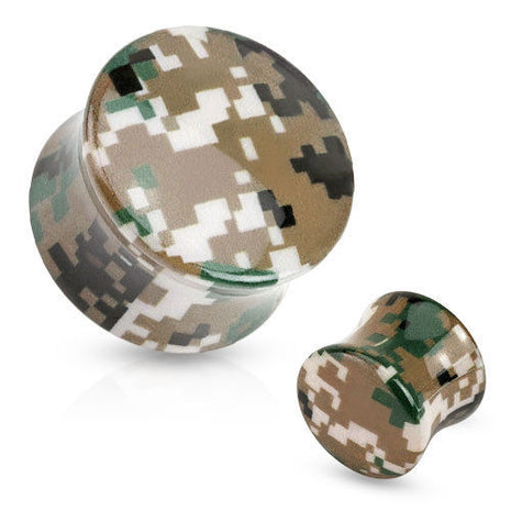 Flesh Ohr Sattel Plug Camouflage Tarn Pixel Grün Braun