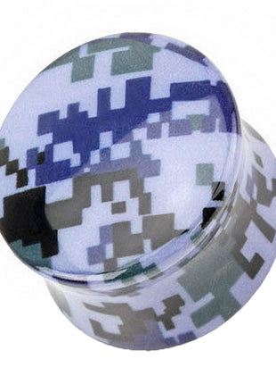 Flesh Ohr Sattel Plug Camouflage Tarn Pixel Blau