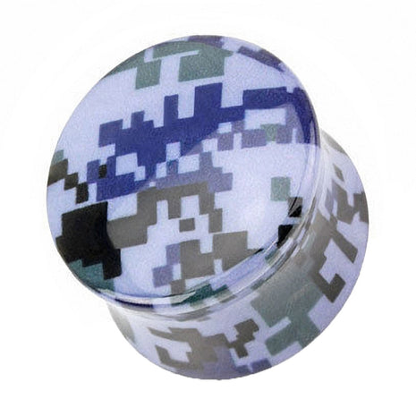 Flesh Ear Saddle Plug Camouflage Pixel Blue 