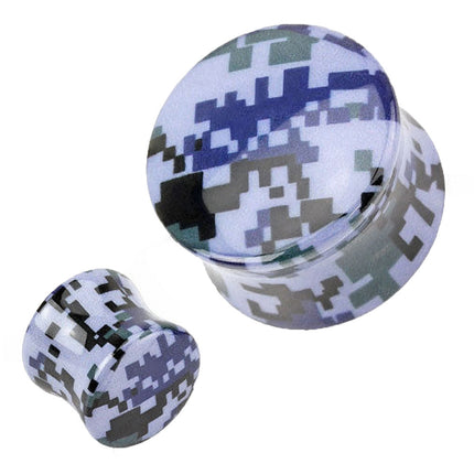 Flesh Ohr Sattel Plug Camouflage Tarn Pixel Blau