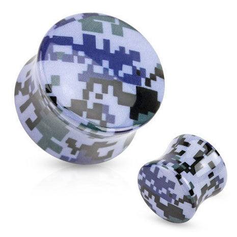 Flesh Ohr Sattel Plug Camouflage Tarn Pixel Blau