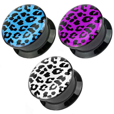 Flesh Schraub Plug Double Flared Leopard Motiv