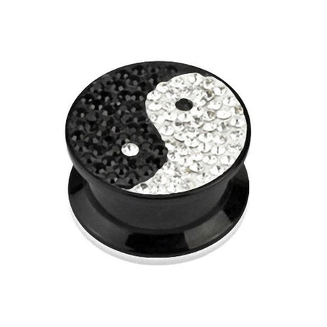 Flesh Schraub Plug Schwarz & Clear Ferido Kristall Yin Yang